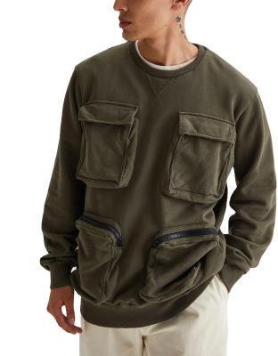 China Unisex Anti-Wrinkle Pullover Crewneck Sweatshirt With Cargo Pocket Pocket Custom Sweatshirt for sale