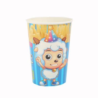 China New Design Kraft Paper Materials White French Fries Holder Recycled Paper Cup Snack Grade Disposable Cup for sale