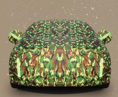 China 2021 new design oxford camouflage fabric waterproof UV protection car covers, 210t teffeta + cotton for sale