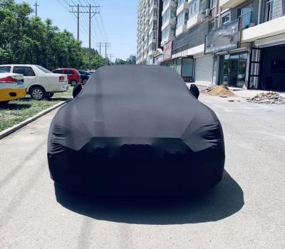 China Spandex Premium Material Indoor Elastic High Stretch Dustproof Show Cover 210 GSM Car Cover for sale