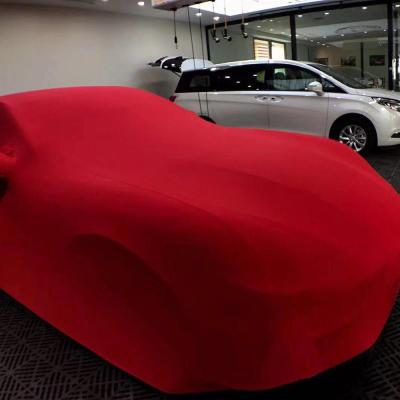 China Dustproof High Elastic Indoor Premium Exhibit Material Spandex Car Cover for sale