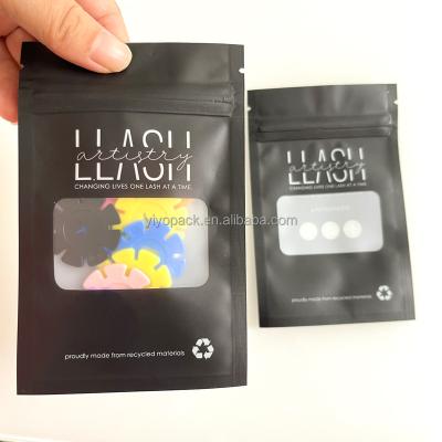 China Low Price Recyclable Plastic Smell Proof Matte Black Custom Printed Zip Lock Packaging Mylar Bag Zipper Packaging With Window for sale