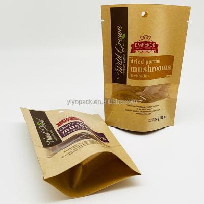 China Recyclable Clear Window Pouches Ziplock Bags Brown Kraft Paper Bags Custom Logo for sale