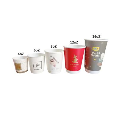 China Custom Logo Branded Biodegradable Disposable Stamping Double Wall Coffee Paper Cups for sale