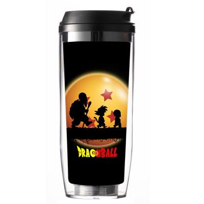 China Dragon Ball Water Cup Anime Straw Cup Heat Insulation Milk Double Tea Coffee Cup Disposable Plastic Cup for sale