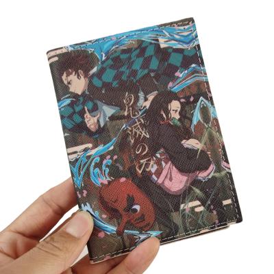 China Fashion Demon Slayer PU Passport Bag Passport Holder Student ID Cartoon Printed Card Holder for sale