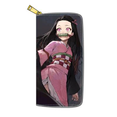 China Anime Demon Slayer PU Long Zipper Fashion Waterproof Wallet for sale