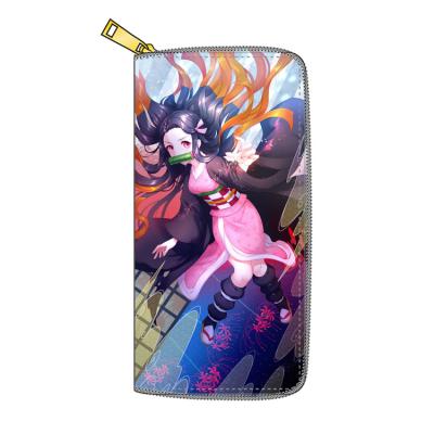 China Demon Slayer Waterproof Anime PU Zipper Demon Wallets Long For Teen Boys Demon Boys Young Wallet for sale