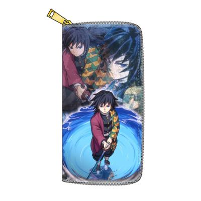 China Anime Demon Slayer PU Long Zipper Fashion Waterproof Fashionable Maiden Pocket Wallets for sale