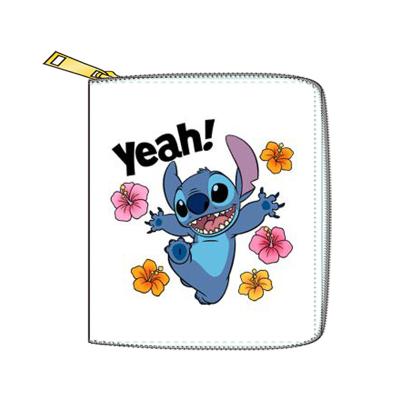 China New Stitch PU Waterproof Shorts Zipper Small Wallet Stitch Pink, Blue And White Coin Purse for sale