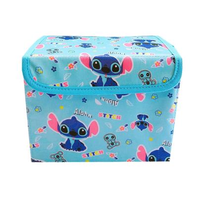 China Cloth Storage Box Collapsible Dirty Desktop Clothes Storage Box Oxford Cartoon Stitch Cosmetic Storage for sale