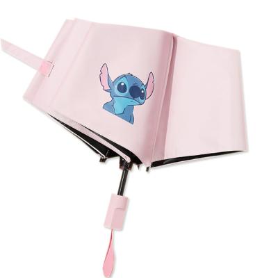 China Casual Umbrella Children Stitch Cartoon Sun Umbrella Folding Rainy And Sunny Anti-ultraviolet Rain Dual-Use Umbrella for sale