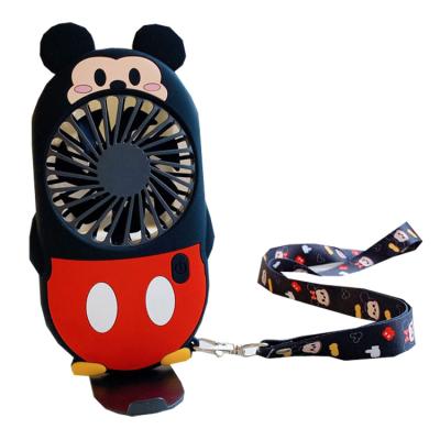 China Outdoor Portable Handheld USB Cute Mini Student Cartoon Lazy Hanging Casual Handheld Fan Mickey Neck Fan for sale