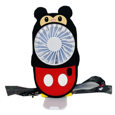 China Mickey Mouse cartoon holding a small fan mini portable USB student cartoon charging ultra-quiet power for sale