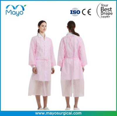 China Breathable Polypropylene Disposable Isolation Gown with Elastic Knit Cuffs, Covered Back, Extra Long Double Ties for sale