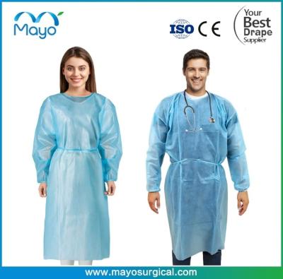 중국 PPE Disposable Isolation Gowns Blue Level 2 SMS 40gsm Non Woven Material For Dental Medical Use 판매용