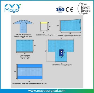 China Complex Nonwoven Material Laparoscopy Surgical Pack With Lap Drape for sale