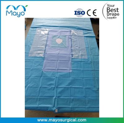 China Sterile Hip T-Drape with Reinforced Elastomeric Pear-shaped Aperture & Dual Side Pouches for sale