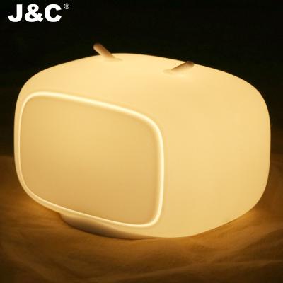 China J&C cute kids light up - rechargeable TV shape silicone night light RGB color or battery version cute LED night light for sale