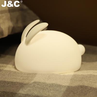 China Cute J&C Kids Light Up Rabbit Shape Silicone Night Light Lying RGB Color Rechargeable Or Battery Versiont for sale