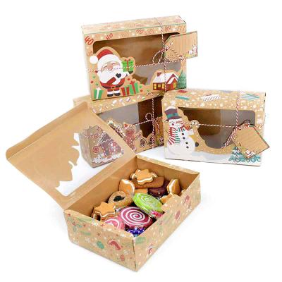 China Ourwarm Materials Ourwarm Christmas Present Window Cake Box Design For Cake Brownie Packaging Christmas Bakery Cookie for sale