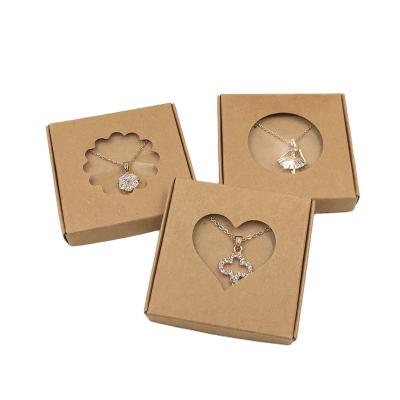 China Recyclable Handmade Kraft Paper Jewelry Set Packaging Presentation Boxes Brown Necklace And Earring Gift Boxes for sale