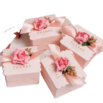 China Recyclable Pink Flower Boxes For Weddings And Events Decoration Kid Birthday Gifts Pink Paper Gift Bags Wholesale for sale