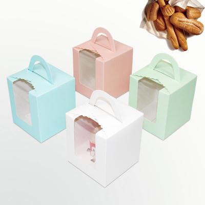 China Wholesale Recyclable Portable Cup Window Box Dessert Pastry Paper Cup Packaging Gift Boxes Transparent Cake Boxes for sale