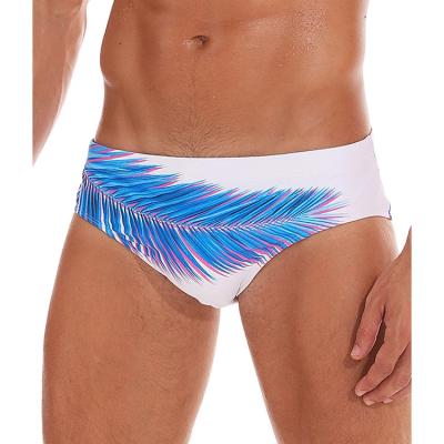 China Breathable New Arrive OEM White Sexy Men's Swimsuit American Style Feather Printing Designer Sexy One Piece Swimwear for sale