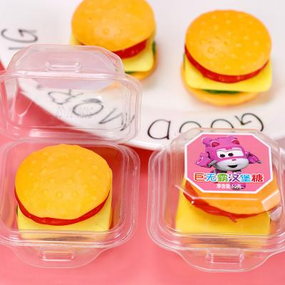 China OEM Natural Candy Soft Chewy Colorful Oil Coated Sweet Sour Fruity Flavored Gummy Giant Burger for sale