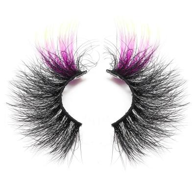 China Colored Quality Guaranteed Mink Eyelashes Vendor 25MM Colored Strands Color Mink Eyelash Strips Fluffy for sale