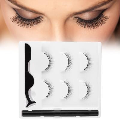 China 6 Pairs 3D False Eyelashes DIY Natural Popular Long Eyelash Glue Waterproof Adhesive Lash Individual Eyeliner Pen With Eyeliner for sale