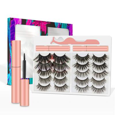 China 2023 Newest Styles Long Natural Magnetic Eyelashes Set Magnetic Eyeliner and Lashes Wholesale Magnetic 3d Eyelashes for sale