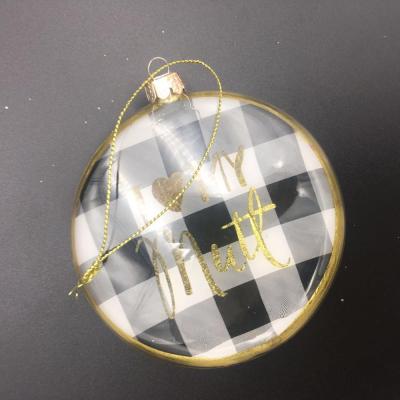 China Photo Insert Customized Flat Christmas Glas Ball For Christmas Tree Ornaments for sale