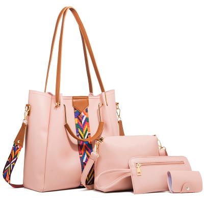 China Large Capacity Bohemian Bohemian Handbag Set PU Quality Tote Pouch Clutch Wallet Casual 4 in 1 Sets Lady Hand Bags 4 Pieces for sale