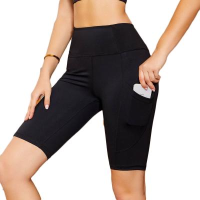 China Breathable Women Yoga Shorts High Waist Wholesale Custom Sport Shorts Soft Comfortable Cloth Gym Yoga Running Shorts With Pocket for sale