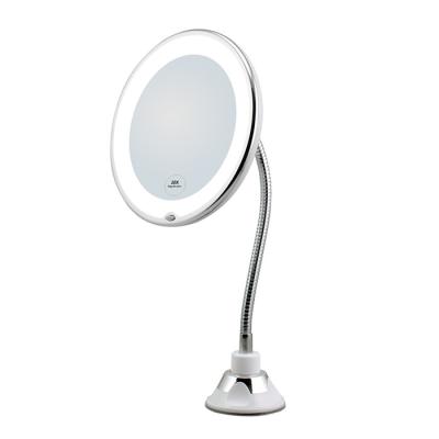 China LED Lighted 5X Magnifying Dressing Mirror 360 Rotating Make Up Mirror With Suction for sale