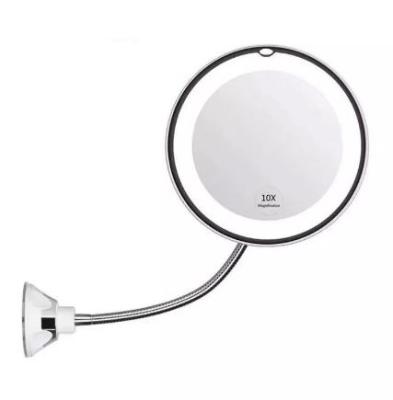 China LED Lighted Gooseneck 5 Times Suction Cup Mirror High Quality Rotating Vanity Mirror 360-Degree for sale