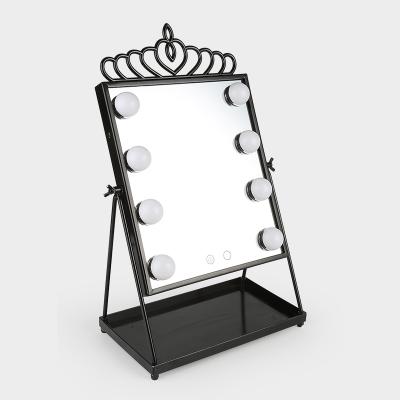 China Hollywood Lighted Makeup Mirror With Led Vanity Mirror Light Bulb Portable Adjustable Comestic Mirror for sale