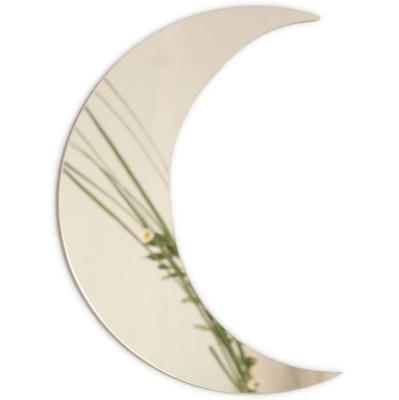 China Lighted Acrylic Wall Sticker Shaped Decorative Moon Makeup Mirror Desktop Cosmetic Mirror Moon Irregular Glass Mirror for sale