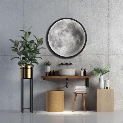 China Art Decor Illuminated Round Wall Makeup Mirror Bedroom Vanity LED Moon Lamp Magic Mirror for sale