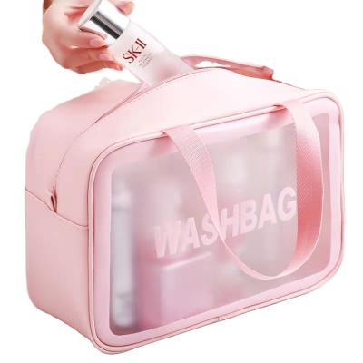 China Custom Logo Zipper Pouch Clear Vanity Beauty Kit PVC Clear Travel Makeup Medium Wash Waterproof Cosmetic Bag Large Small TPU for sale