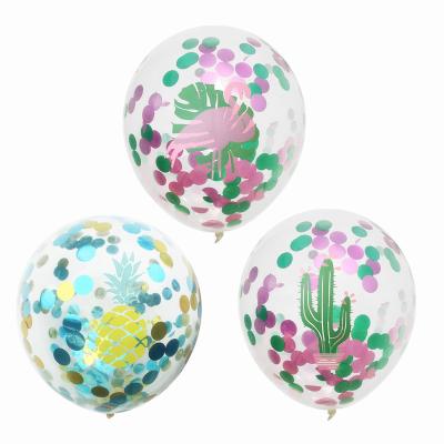 China Party Tropical Balloon Set 12 Inch Confetti Latex Balloon Colorful Party Decor for sale