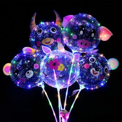 China Party Cartoon Bobo Balloon 20 Inch LED BOBO Balloons Lights For Christmas Wedding Party Bobo Light Led Balloon for sale