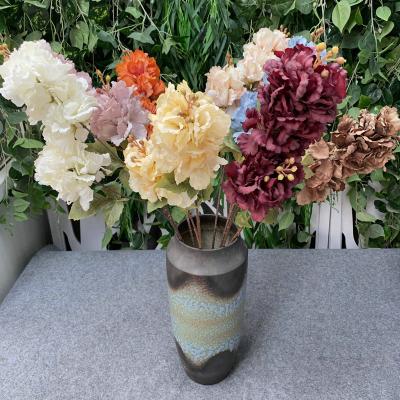 China Hot Selling Natural Real Touch Flowers 95cm Silk Hydrangea Artificial Flowers Tape Single Hydrangea Flowers for sale