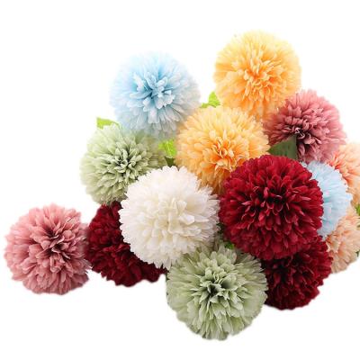 China Natural real touch cheap flowers 8CM artificial silk chrysanthemum heads wedding decoration home wall garland for garden door for sale