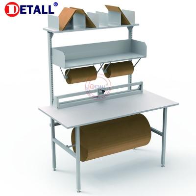 China Warehouse Detall Customized Size Packing Table With Dispenser And Roll Cutter for sale