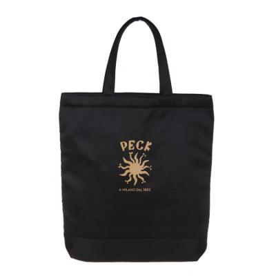 China Eco-Friendly Wholesale Custom Black Satin Grocery Tote Bags Handbags Shoulder Bag for sale