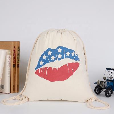 China Drawsting China Manufacturing Custom Logo Drawstring Bags Canvas Hand Tote Bag for sale