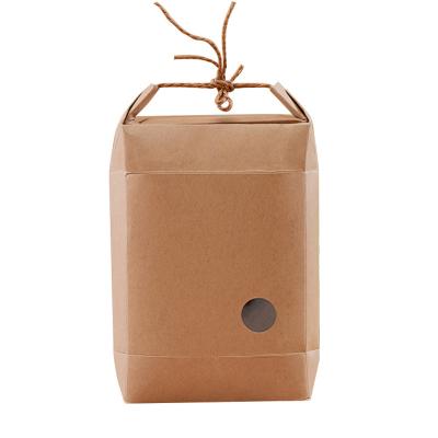 China Eco-Friendly Plain Brown Cheap Paper Bags With Handles Custom Logo Kraft Paper Rice Bean Storage Cheap Shopping Bag for sale